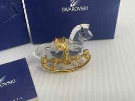 Swarovski Figurine Crystal 1.75” -Rocking Horse Gold plated 199447 W Box Read - £20.58 GBP