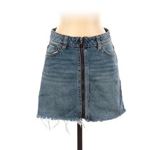 Free People Zip It Up Blue Denim Mini Skirt Size 24 - £20.50 GBP