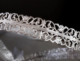  Lacelike Silver Plated Greek Wedding Crowns adorned with Swarovski St257 - £113.00 GBP