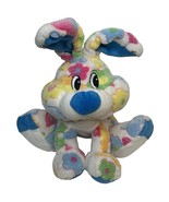 Dan Dee White Stuffed Plush Easter Bunny Rabbit Colorful Groovy Flowers 12&quot; - $23.06 CAD