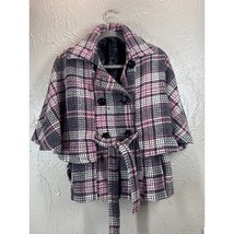 Cejon Black White Pink Wool Blend Cape Jacket Women’s Size S/M Small Medium - $716.11 MXN