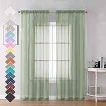 OVZME Bedroom Curtains 2 Panel Sets 84&quot; Inch Length - Transparent Light Weight - £4.67 GBP