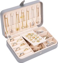 Kcy Jewelry Box For Women Girls,Small Travel Jewelry Organizer Case,Pu, Grey - £25.63 GBP