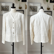 J Peterman Vvintage Inspired 100% Linen Ivory Button Front Blazer Jacket 16 - $41.76