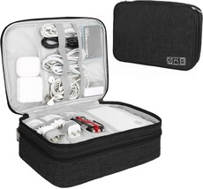 Ashare Electronic Organizer Travel Cable Organizer Bag Double Layer, Black - £26.73 GBP