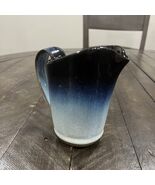Vintage Peter Pots Studio Art Pottery Creamer Pitcher 5&quot; Blue White - $35.37 CAD