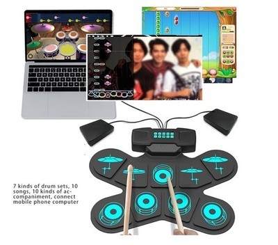 Electronic Drum Set Portable Foldable Built In Dual Stereo Speakers 9 Key Dr CHU Item image 5