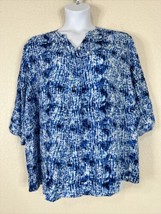 Woman Within Womens Plus Size 2X (26/28) Blue V-neck Blouse 3/4 Sleeve - £14.06 GBP