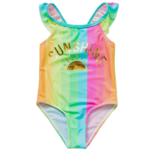 Rainbow SUNSHINE One-Piece Swimwear Bathing Swimsuit Ruffle Scoop Neck New - £12.60 GBP