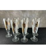 Vintage Gold Leaf Frosted Libbey Pilsner or Champagne Glasses - Set of 7 -  - £58.38 GBP