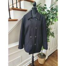 Sears Mens Solid Black Wool Long Sleeve Collared Buttons Style Long Coat... - $64.35