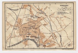 1906 Antique City Map Of Hereford / Herefordshire / England - £16.94 GBP