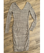 Banana Republic Bodycon Dress XS Heather Gray Stripes Ruched Side V-Neck - $16.49