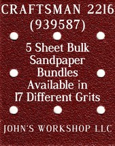 CRAFTSMAN 2216 - 1/4 Sheet - 17 Grits - No-Slip - 5 Sandpaper Bulk Bundles - $4.99