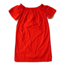 NWT J.Crew Off-the-Shoulder Shift in Bold Red ORANGE Cotton Poplin Dress 0 - $34.00