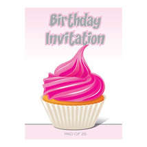 Ozcorp A5 18th Pink Cupcake Invitation Pad - $28.97