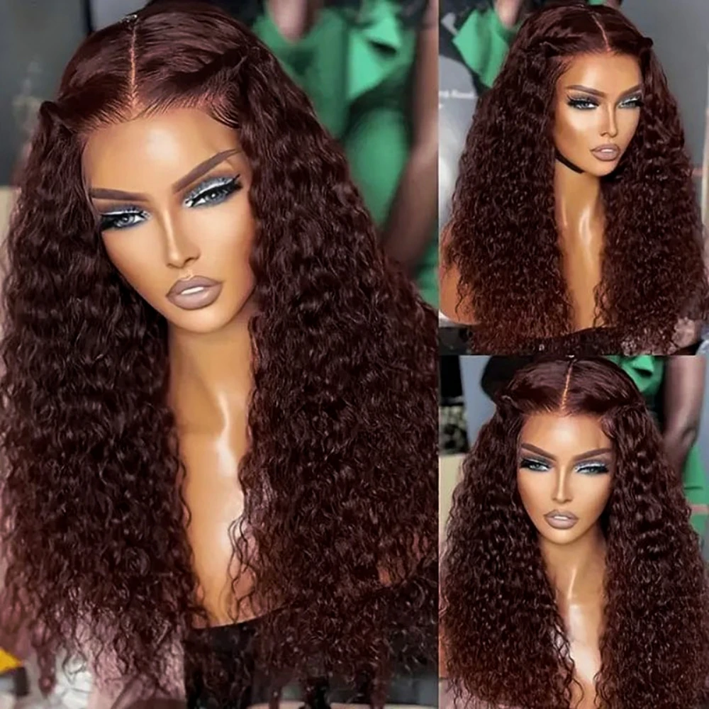 Copper Red Pre Plucked With Baby Hair Wig Kinky Curly Wigs For Women Synthet - £44.05 GBP+