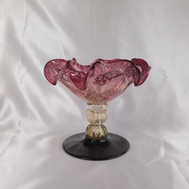 Murano Venetian Glass Pink Compote with Gold Glitter from Italy # 22367 - £52.04 GBP