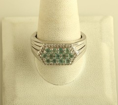 Vintage Sterling Silver Signed 925 STS Emerald Stone Cluster Statement Ring - £59.35 GBP