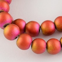 50 Ombre Glass Beads Round 6mm BULK Red Orange Pink Round Sunset Metallic - £5.95 GBP