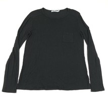 T by Alexander Wang Tee T Shirt Womens S Black Rayon Long Sleeve Chest Pocket - £58.41 GBP