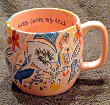 Opalhouse Pink Floral Mug Tropical Away from My Desk Parrot Stoneware Cup 16 oz - £13.65 GBP