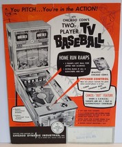 Two Player TV Baseball Original Baseball Game Pinball Flyer Chicago Coin 1966 - £28.80 GBP