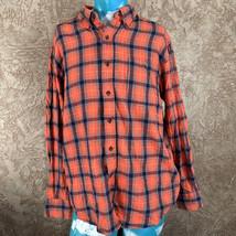 Saddlebred Men’s Large Flannel Shirt Orange Blue Button Down Cotton  - £7.17 GBP