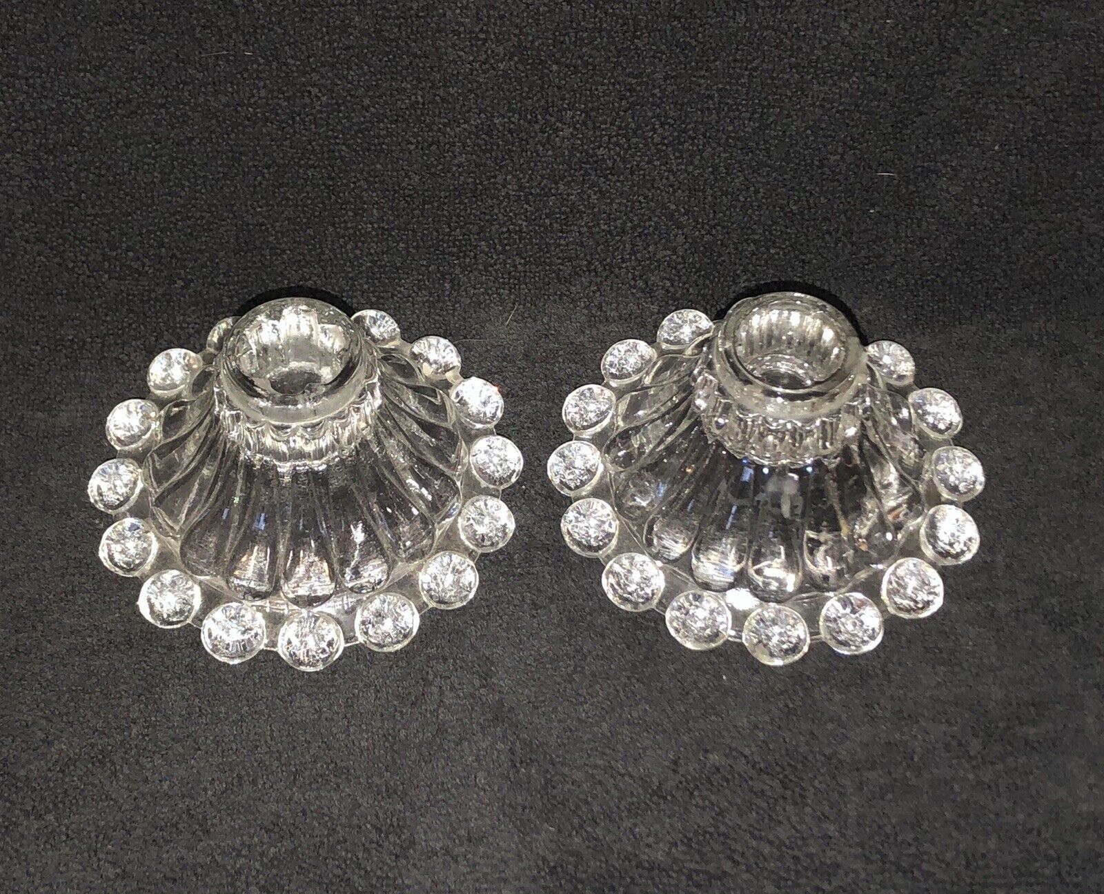 Vintage Boopie Anchor Hocking Crystal Glass Candle Holders - Set of 2 - $34.30