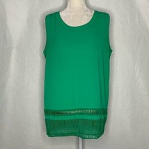 Gibson &amp; Latimer Green Sleeveless Blouse Womens M Crochet Lace Trim - $18.50