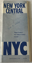 New York Central Vintage Train Schedule Timetable October 26, 1958 form ... - £10.08 GBP