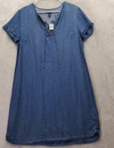 Gap Shirt Dress Womens Small Blue Denim Lyocell Short Sleeve Round Neck Lace Up - £13.02 GBP