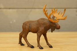 Schleich Hard Rubber Toy Moose Male Full Rack Miniature Animal Pretend Play - $12.86