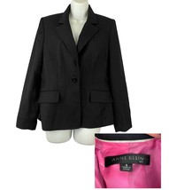 Anne Klein Black Blazer Jacket Sz 8 Single Button Pink Lining Women&#39;s - $29.69