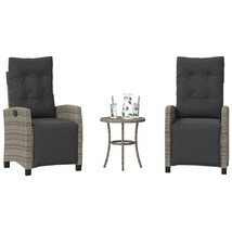 Bistro Set Grey PE rattan, Powder-Coated Steel, Fabric 3 Piece - $349.49