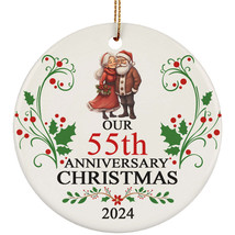 Funny Santa Claus Couple 55th Anniversary 2024 Ornament Gift 55 Years Christmas - £11.83 GBP