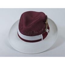 Men's Bruno Capelo Belvedere 2-Tone Straw Style Fedora Hat BD961 Burgundy image 2