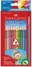 Faber-Castell Grip Watercolor EcoPencils: 12 Watercolor Pencils with Brush, Wate - £12.14 GBP