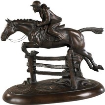 Sculpture Statue Lady Jumper Horse Equestrian Hand-Painted OK Casting USA - £349.82 GBP