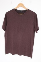 Theory M Burgundy Cotton Blend Dustyn Atmos Crewneck Short Sleeve T-Shirt - £23.02 GBP