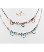 Handmade copper or stainless steel necklace: Framed Beaded Links - €24,82 EUR