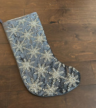 Christian Siriano beaded Christmas stocking Gray With Pearls New Snowflake - £31.45 GBP