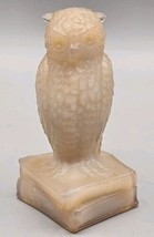 VTG Degenhart Glass Crown Tuscan Pink Wise Owl Books Figurine Paperweight - £22.00 GBP