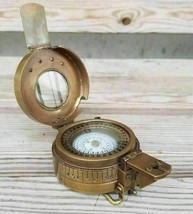 Solid Brass Antique Compass Marine Solid Gift British Military Prismatic Pocket - £32.63 GBP