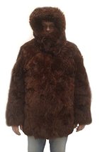 Alpakaandmore Mens Hooded Babyalpaca Fur Jacket, Midi Coat Pelt Brown (M... - £794.97 GBP