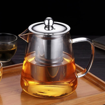 Mini Size Glass Teapot Tea Kettle-With Stainless Steel Removable Infuser for Blo - £16.49 GBP