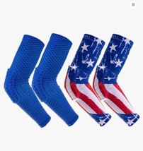 2 Pair Elbow Compression Arm Sleeve For Men &amp; Women Youth Adult Flag USA... - $14.99