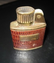 Vintage PAC BRASS Tone Faux Reptile Alligator Wrap Petrol Lighter - $14.99