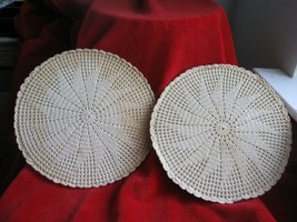 2 Antique Handmade Crochet Cream Colored Trivet-Pot Holder - £7.95 GBP