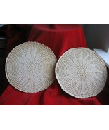 2 Antique Handmade Crochet Cream Colored Trivet-Pot Holder - £7.93 GBP